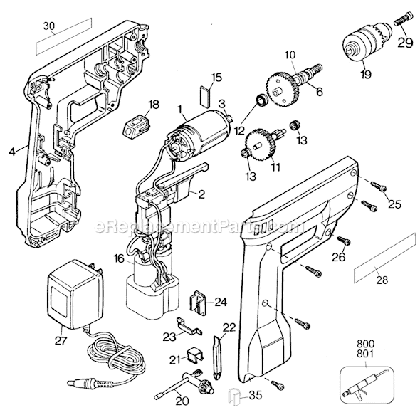 Page A Diagram and Parts List for 6975 Type 4 Black and Decker Cordless Drill